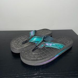 NOS Vintage 80s 90s Lightning Bolt Foam Sole Retro Flip Flops - Size Large